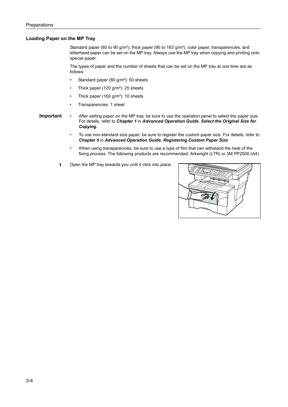 Loading paper on the mp tray -4 | AGFA 1815 Copier User Manual | Page 36 / 116