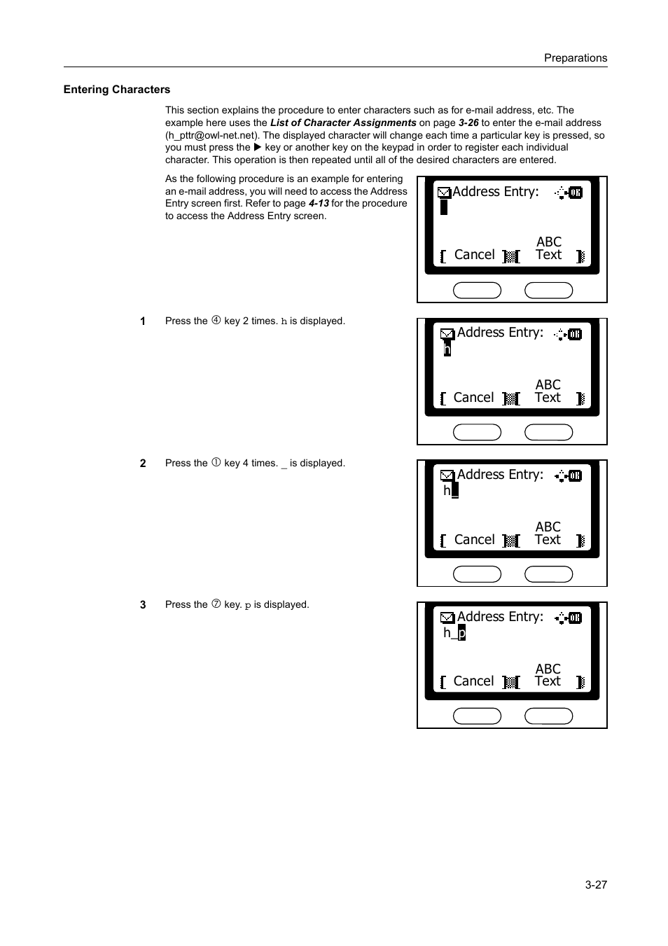Entering characters -27 | AGFA 1815 Copier User Manual | Page 59 / 116