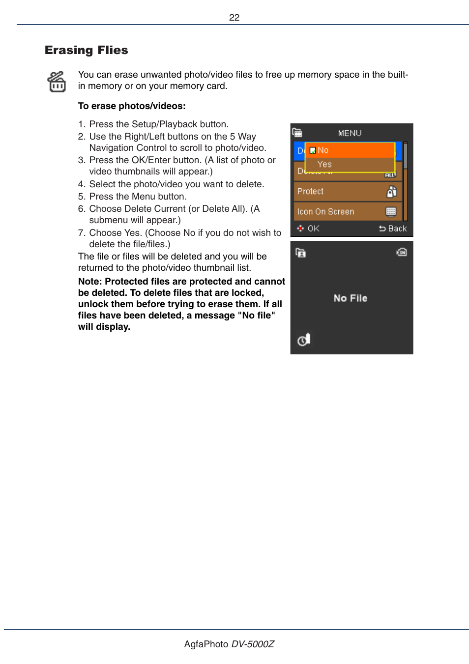 Erasing flies | AGFA DV-5000Z User Manual | Page 22 / 36