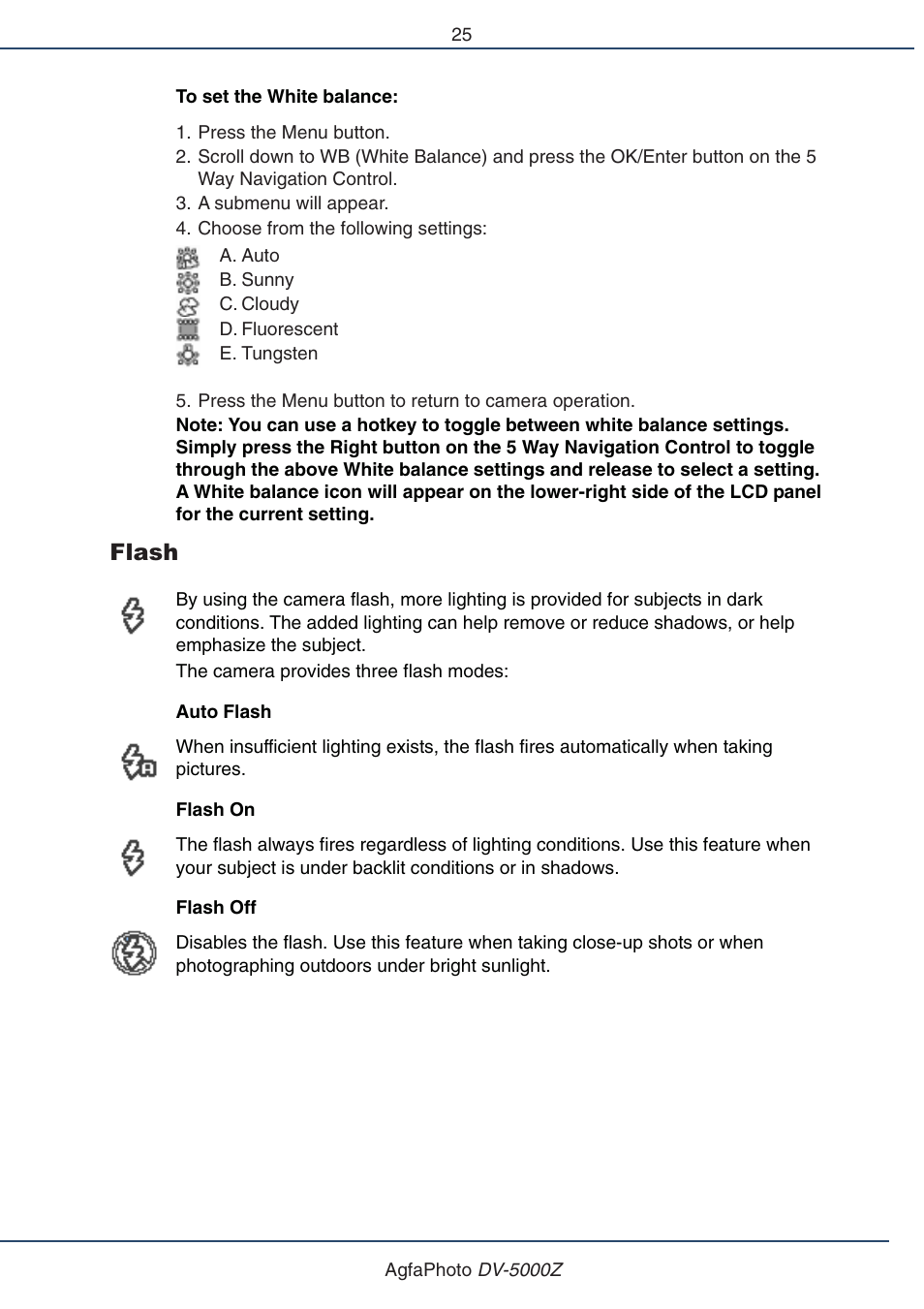 Flash | AGFA DV-5000Z User Manual | Page 25 / 36