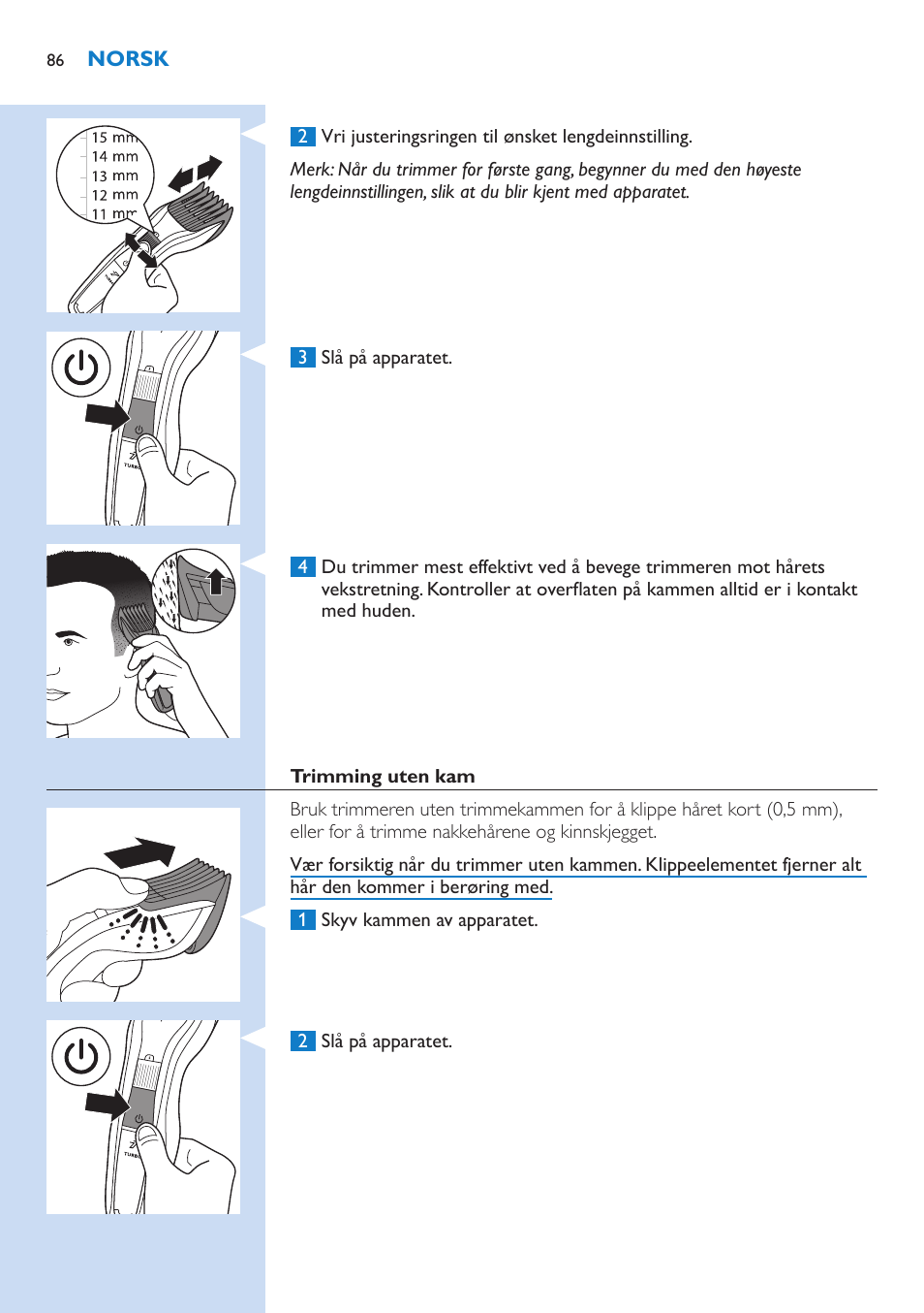 Philips HAIRCLIPPER Series 5000 cortapelos User Manual | Page 86 / 118