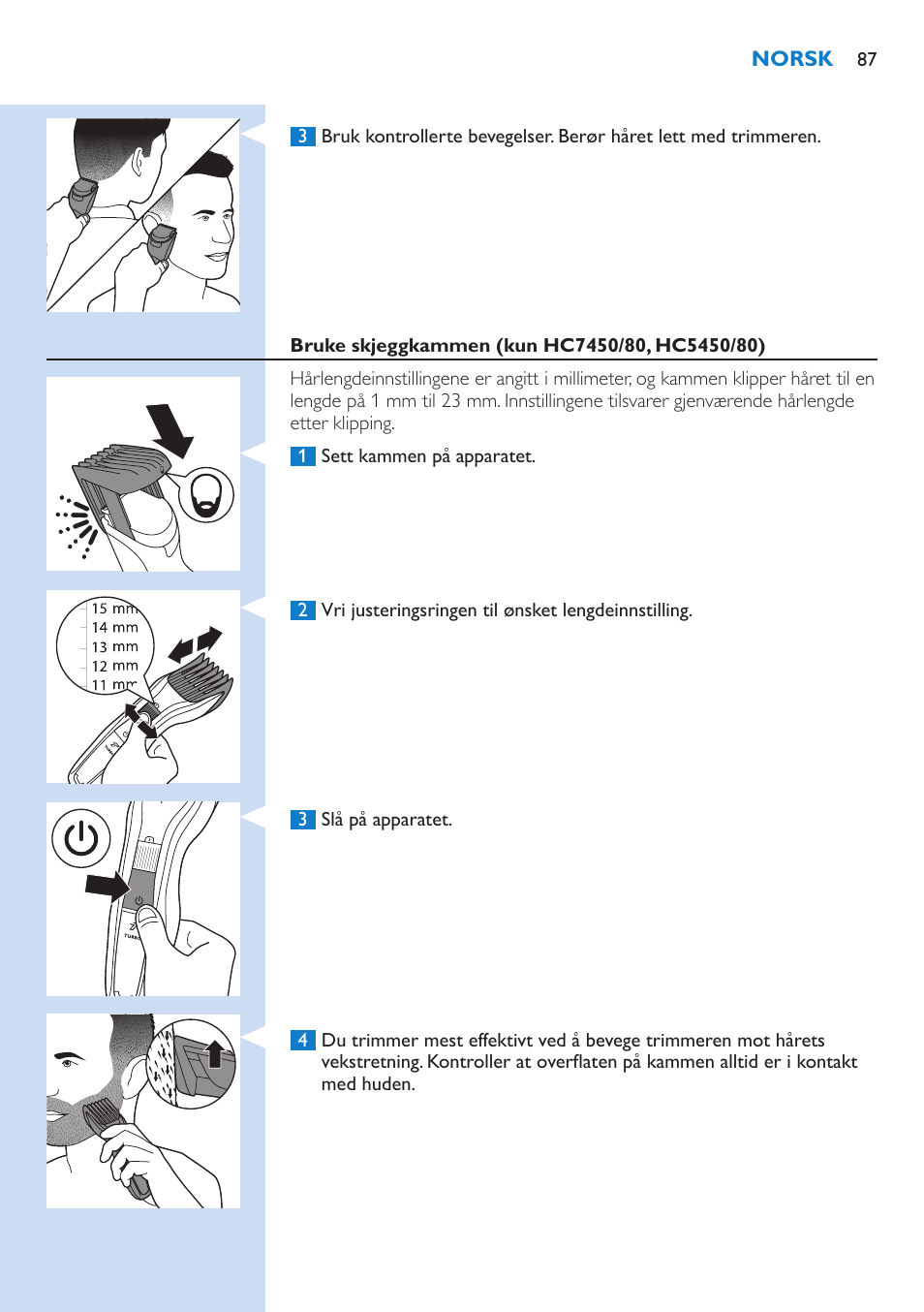 Philips HAIRCLIPPER Series 5000 cortapelos User Manual | Page 87 / 118