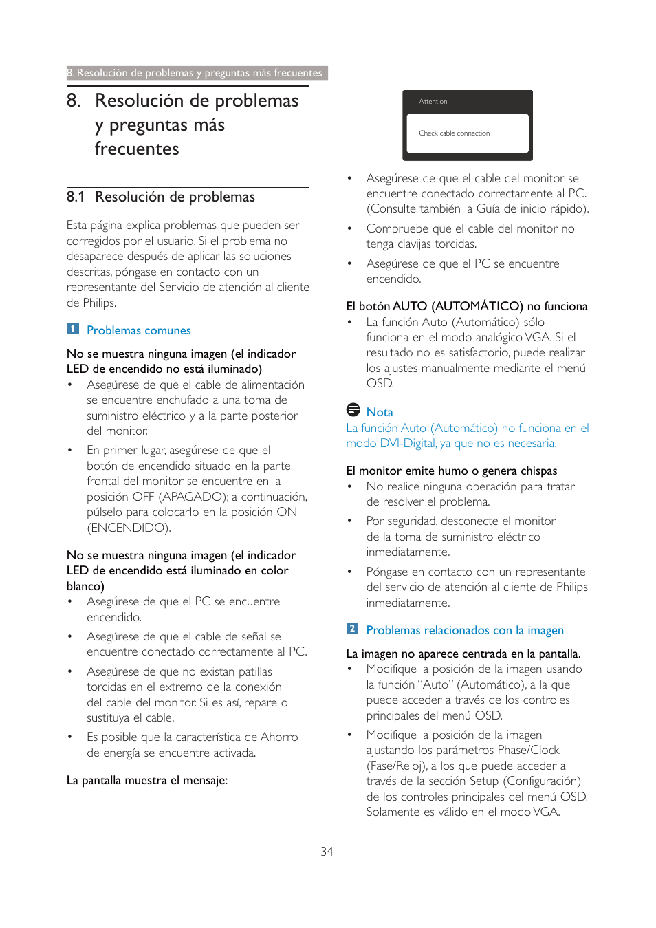 Resolución de problemas y preguntas más frecuentes, 1 resolución de problemas | Philips 190V4L User Manual | Page 36 / 41