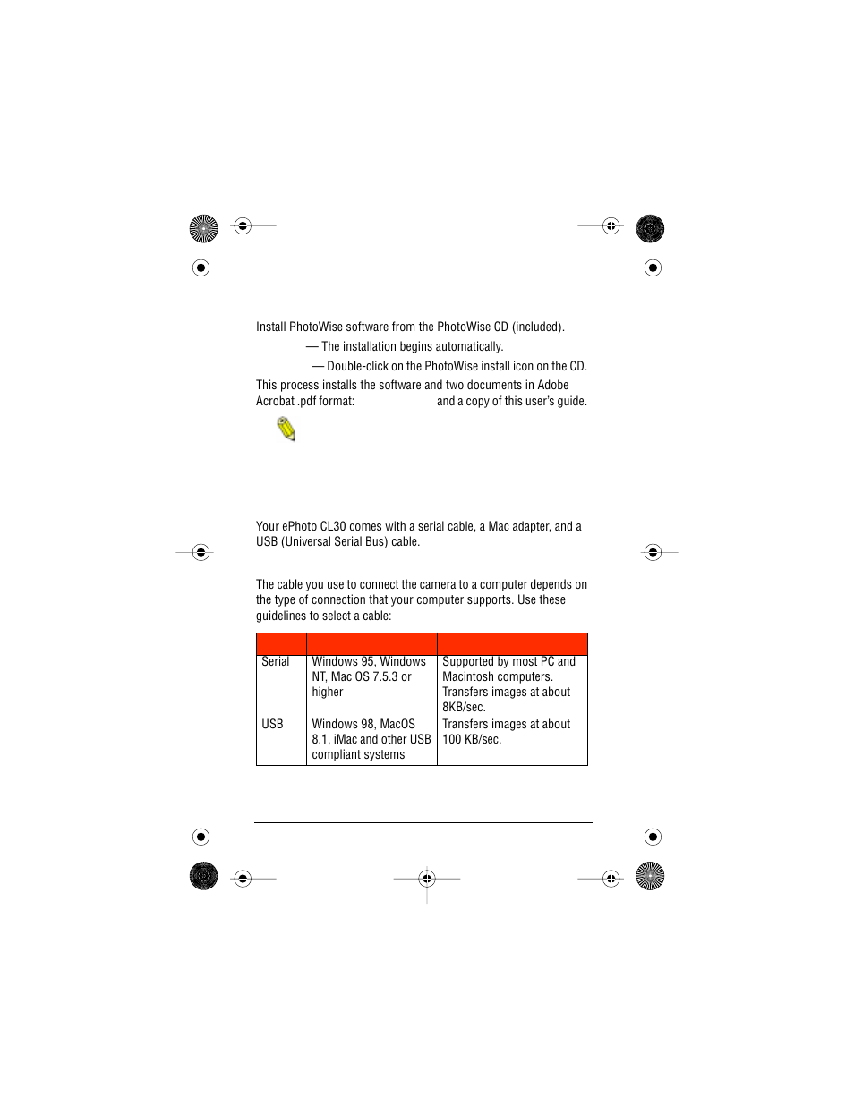 Installing photowise software, Connecting to your computer | AGFA ePhoto CL30 User Manual | Page 35 / 49