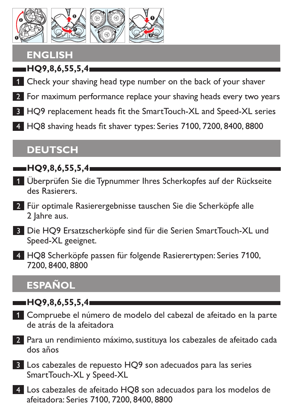 Philips cabezales de afeitado User Manual | 2 pages