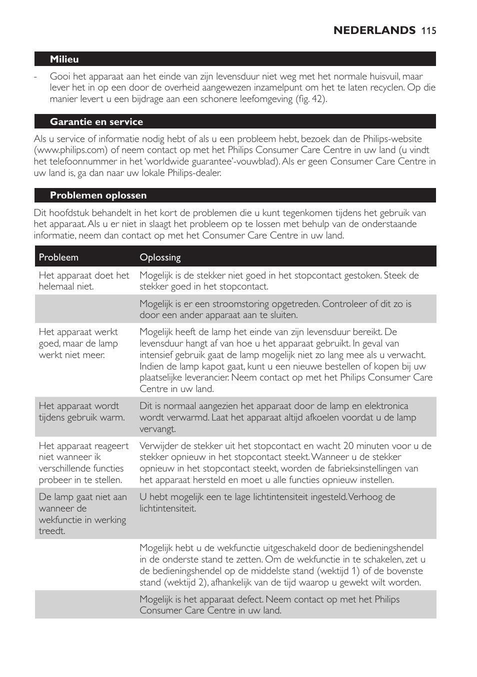 Philips Wake-up Light User Manual | Page 115 / 172