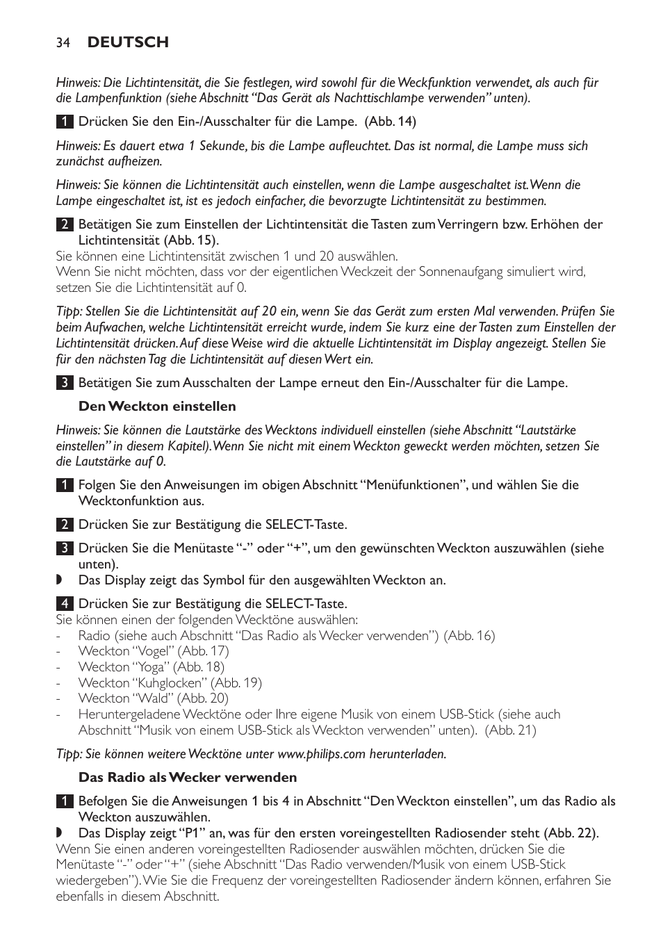 Philips Wake-up Light User Manual | Page 34 / 172