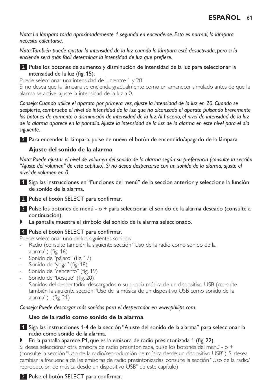 Philips Wake-up Light User Manual | Page 61 / 172