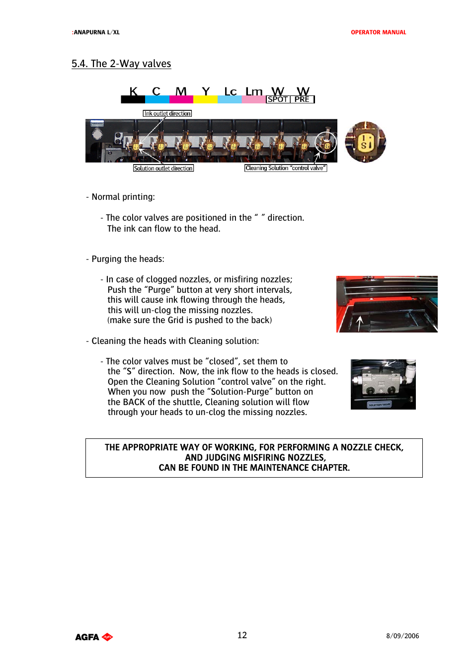 The 2-way valves | AGFA Printer User Manual | Page 12 / 42