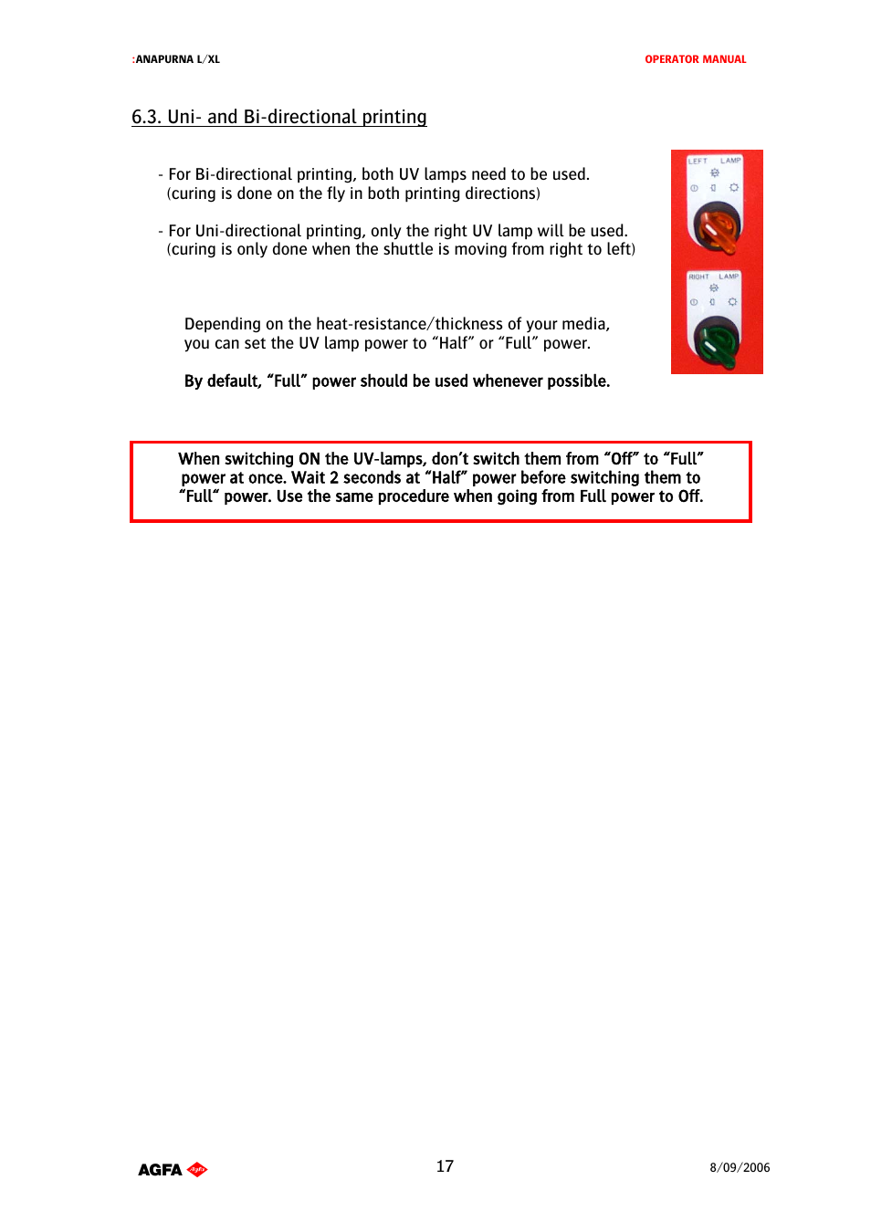 Uni- and bi-directional printing | AGFA Printer User Manual | Page 17 / 42