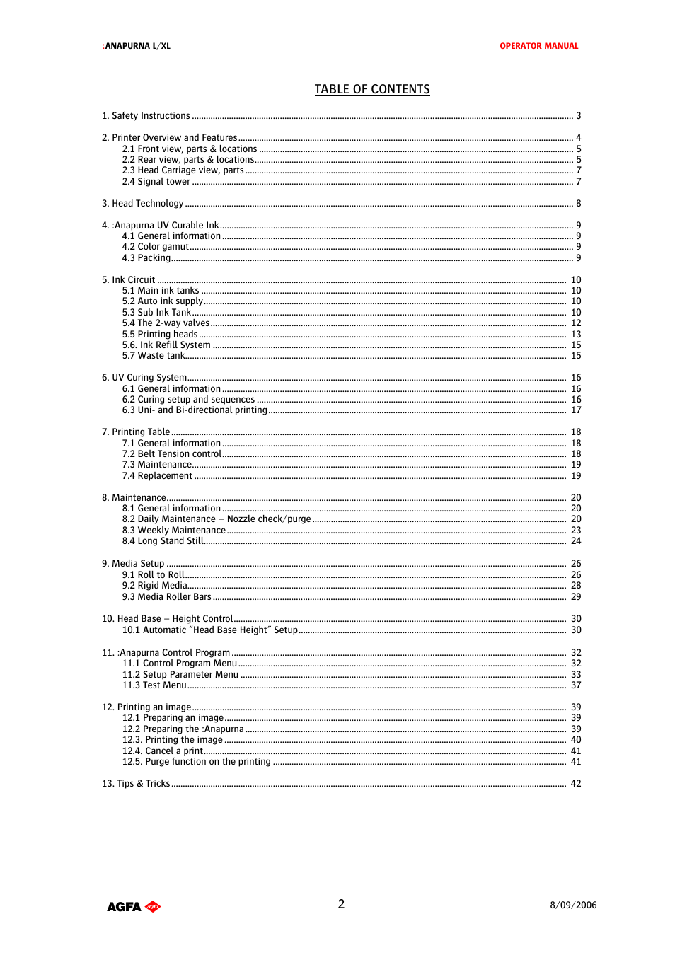 AGFA Printer User Manual | Page 2 / 42