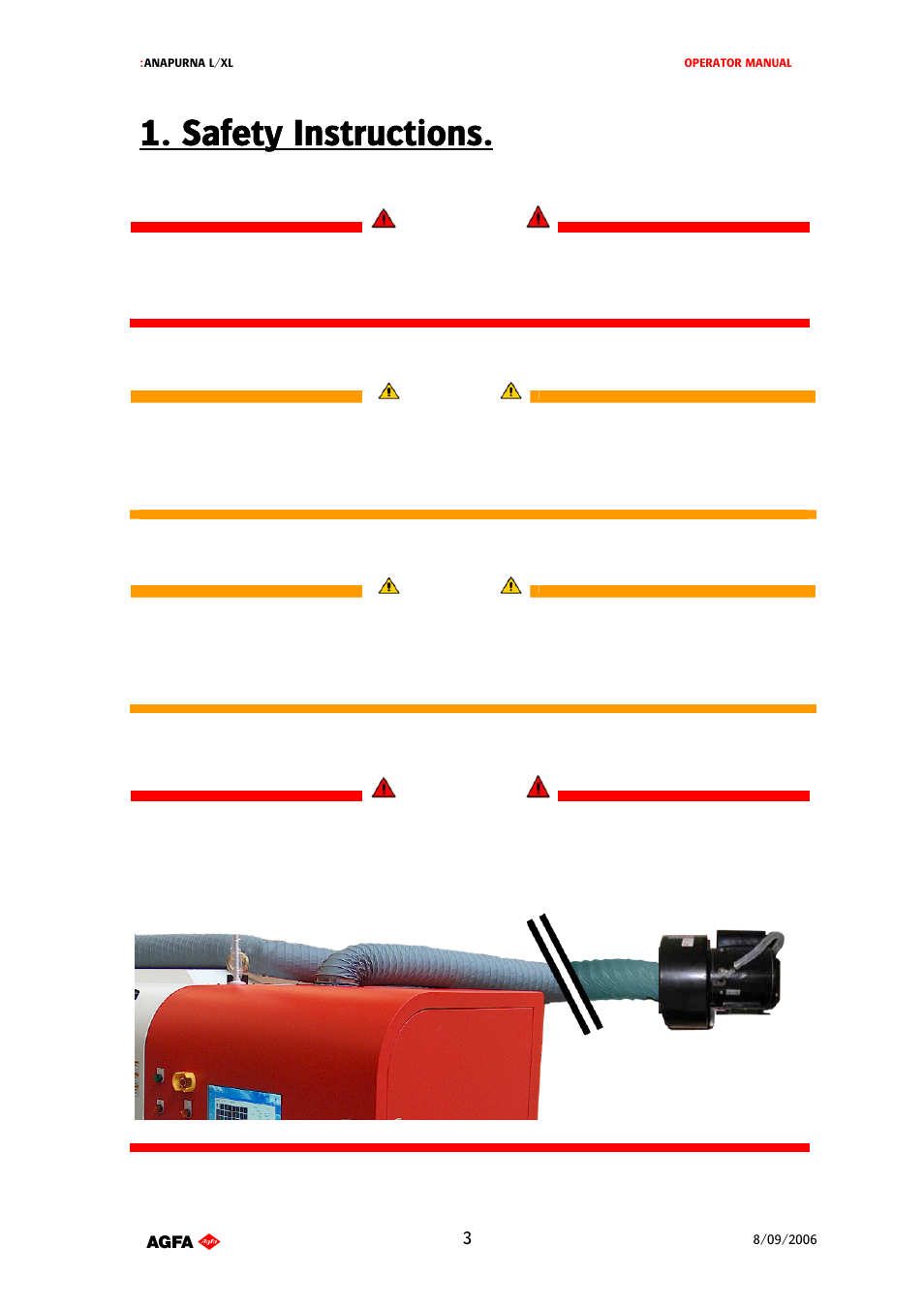 Safety instructions, Important, Warning | AGFA Printer User Manual | Page 3 / 42