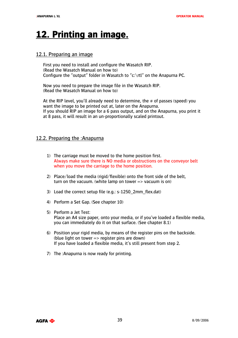 Printing an image | AGFA Printer User Manual | Page 39 / 42