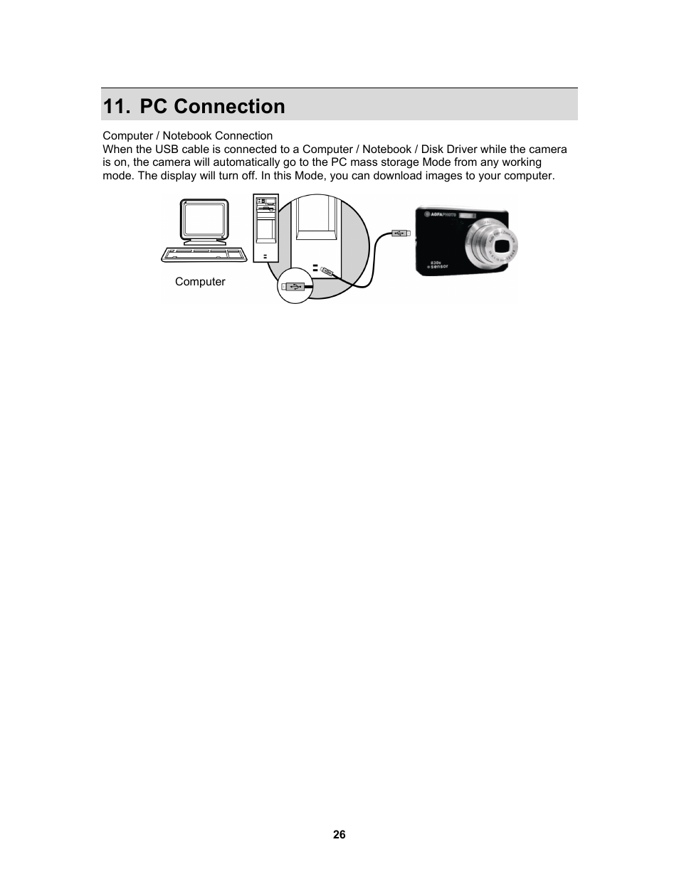 Pc connection | AGFA Sensor 830s User Manual | Page 27 / 31