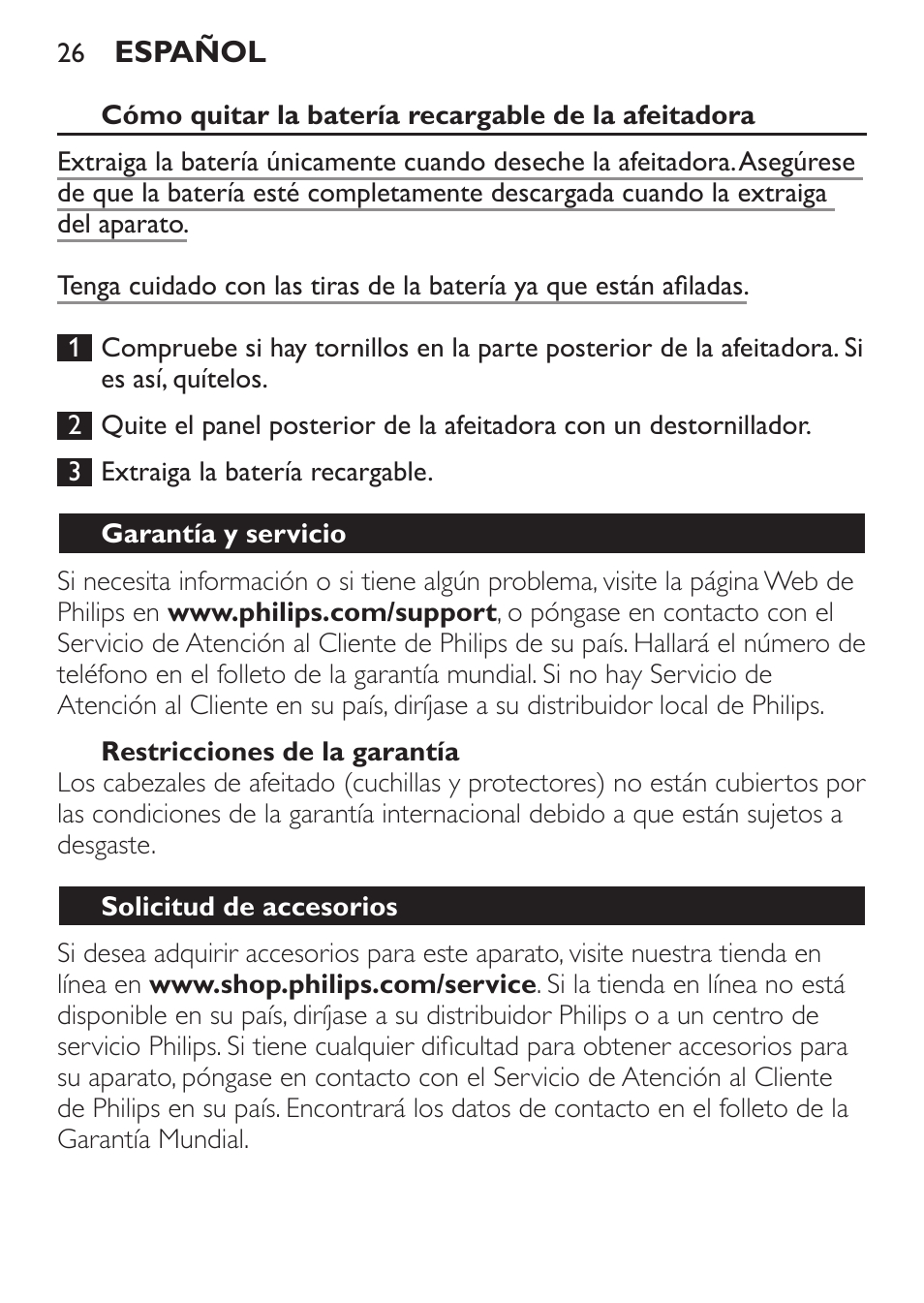 Philips SHAVER Series 9000 SensoTouch afeitadora eléctrica en húmedo y seco User Manual | Page 26 / 100