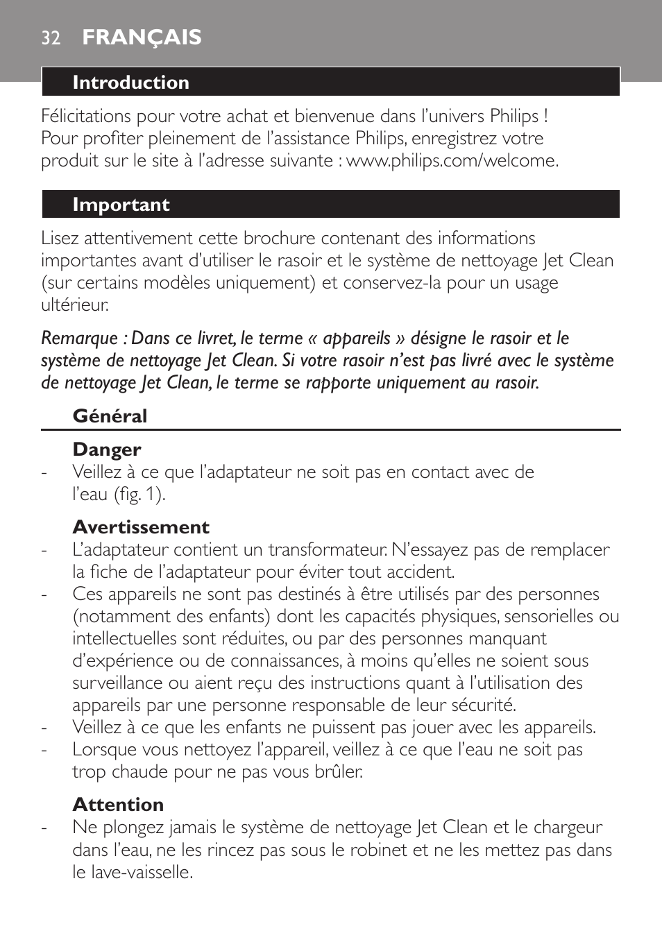 Français | Philips SHAVER Series 9000 SensoTouch afeitadora eléctrica en húmedo y seco User Manual | Page 32 / 100