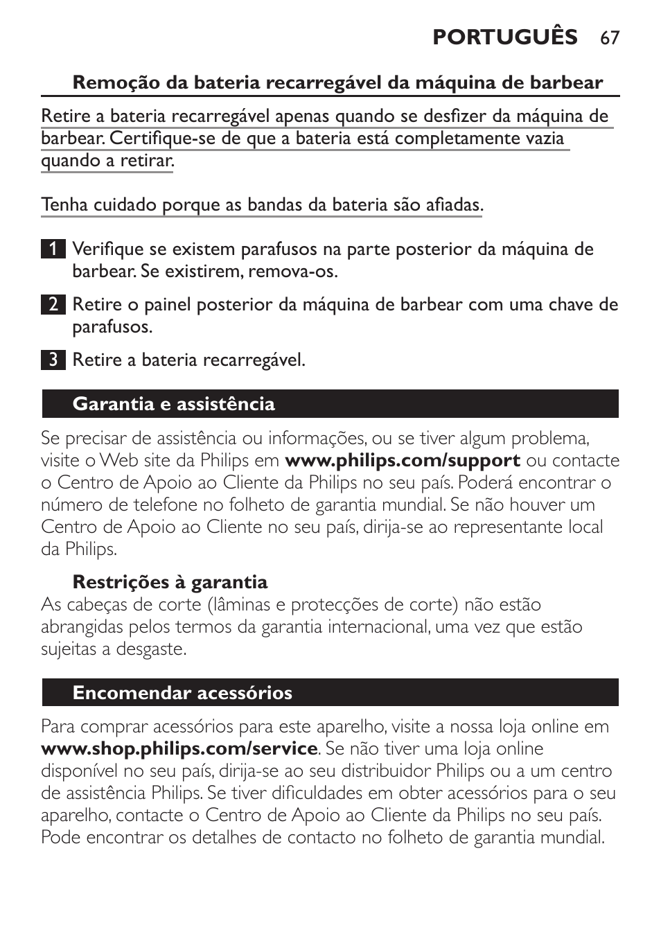 Philips SHAVER Series 9000 SensoTouch afeitadora eléctrica en húmedo y seco User Manual | Page 67 / 100