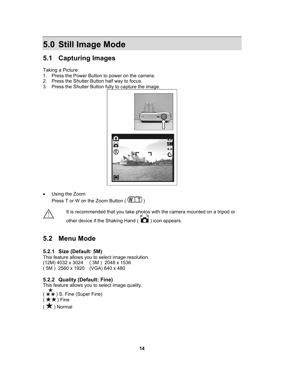 0 still image mode, 1 capturing images, 2 menu mode | AGFA 530s User Manual | Page 15 / 31