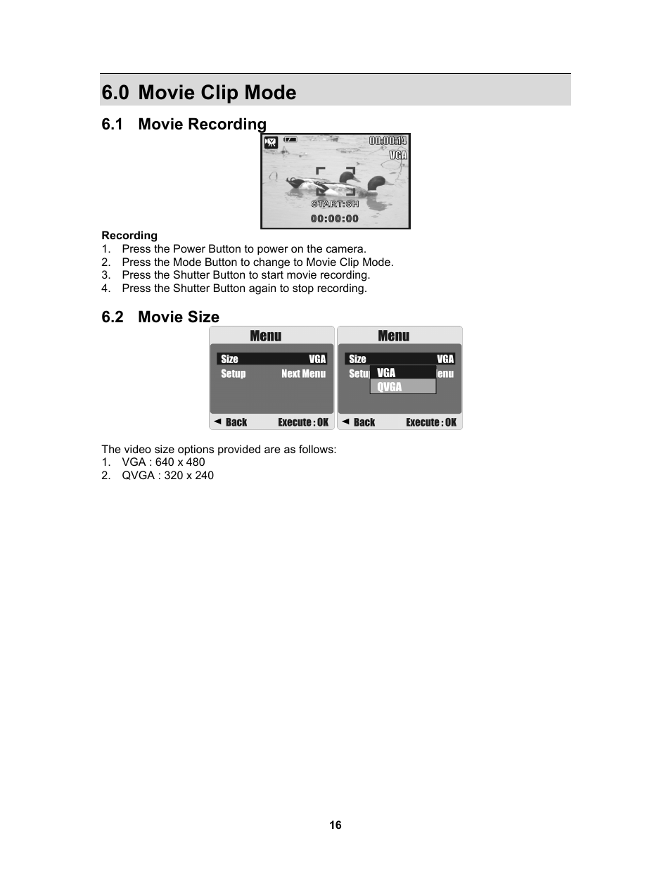 0 movie clip mode | AGFA 530s User Manual | Page 17 / 31