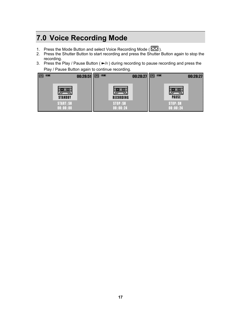 0 voice recording mode | AGFA 530s User Manual | Page 18 / 31