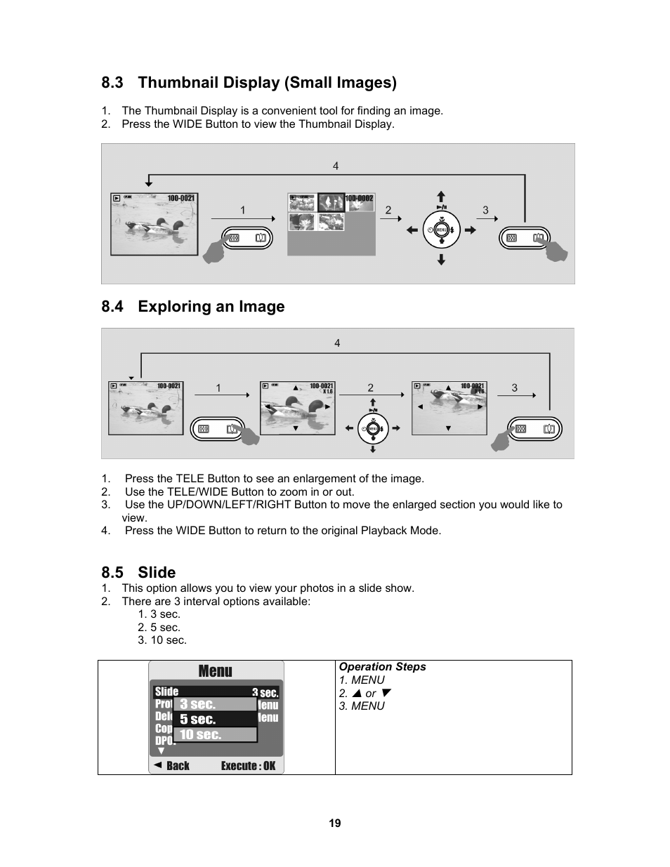3 thumbnail display (small images), 4 exploring an image, 5 slide | AGFA 530s User Manual | Page 20 / 31