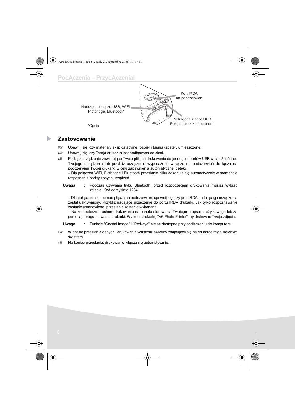 Połączenia – przyłączeniał zastosowanie | AGFA AP1100 User Manual | Page 130 / 176