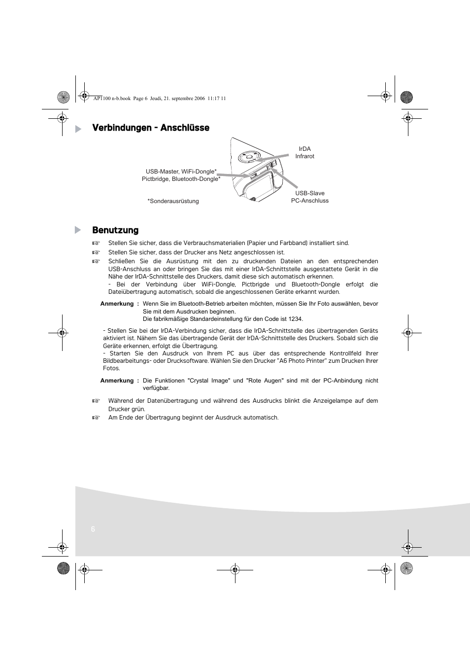 Verbindungen - anschlüsse benutzung | AGFA AP1100 User Manual | Page 32 / 176
