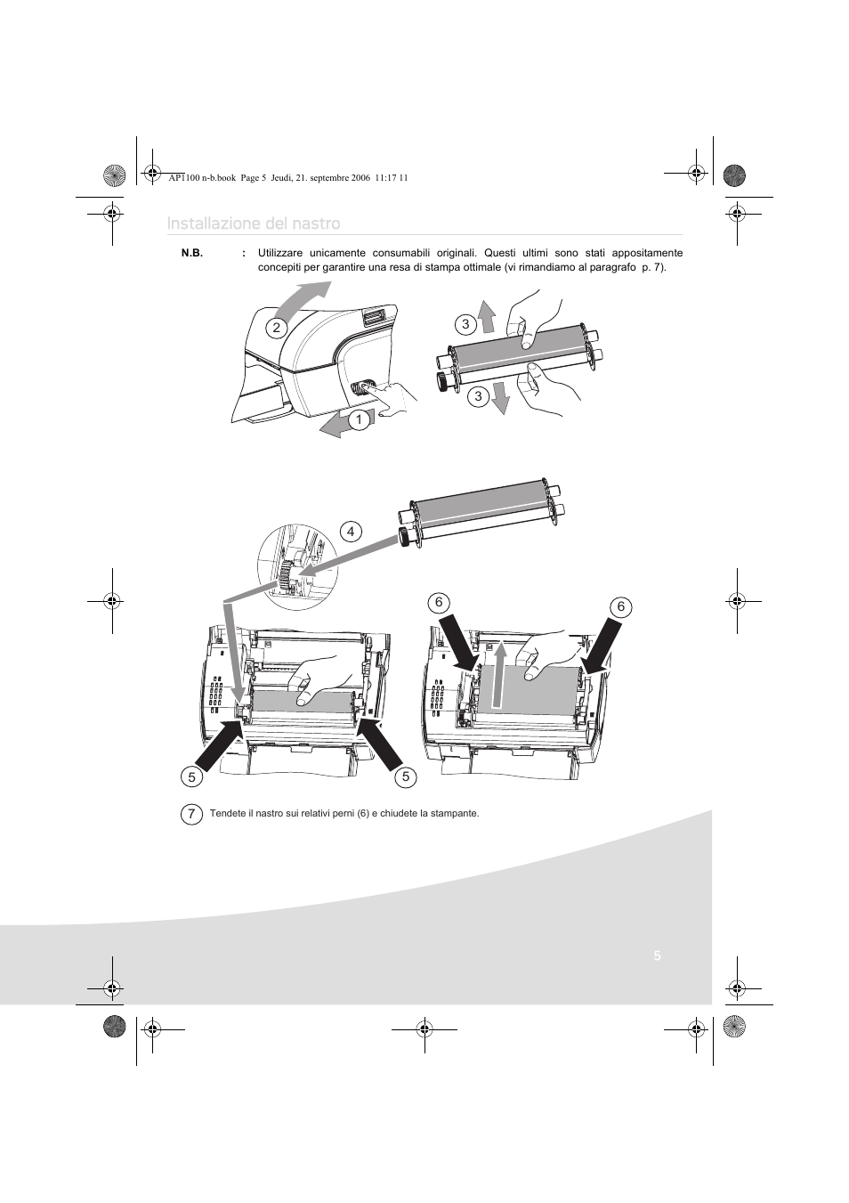 Installazione del nastro | AGFA AP1100 User Manual | Page 55 / 176