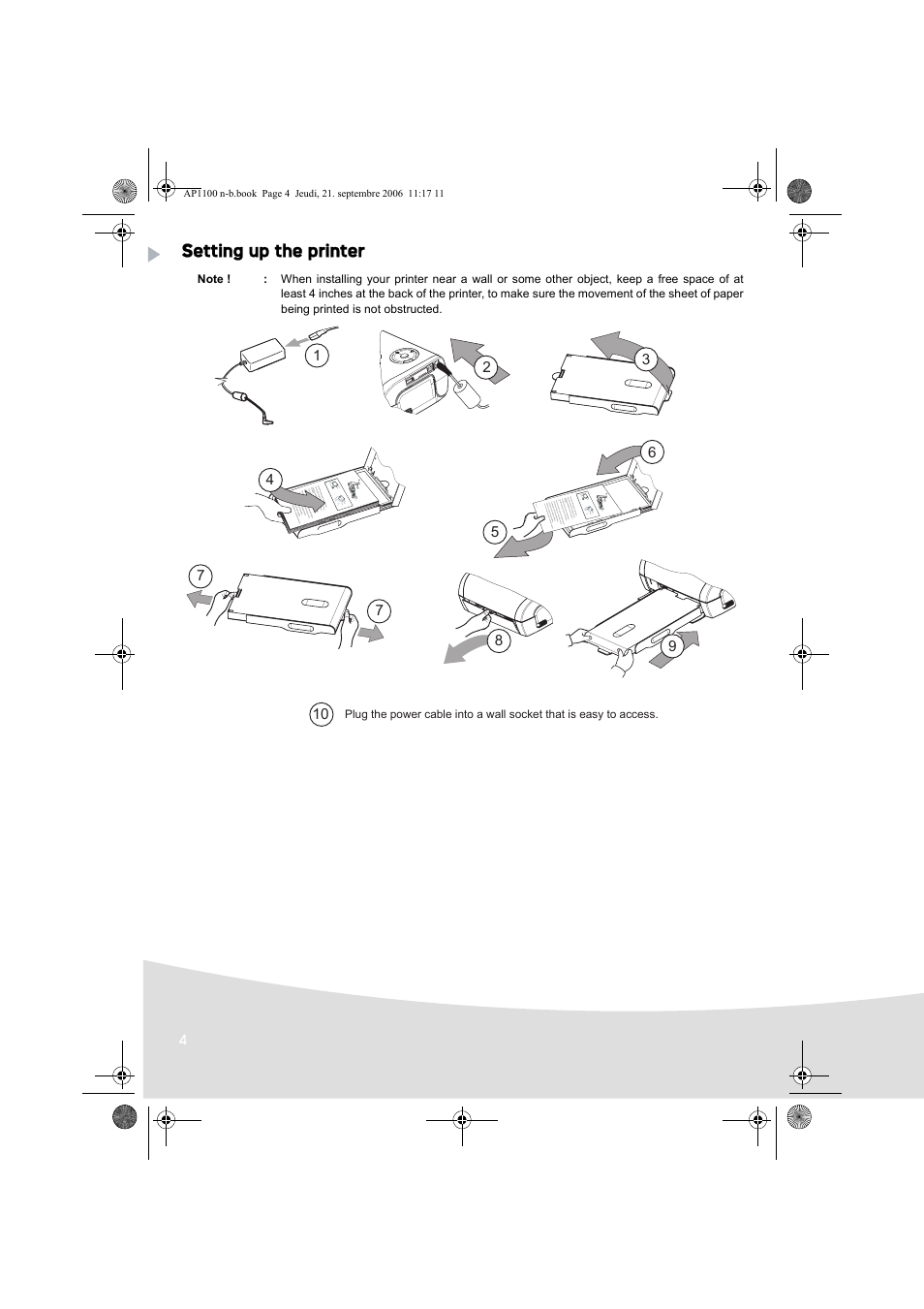 Setting up the printer | AGFA AP1100 User Manual | Page 6 / 176