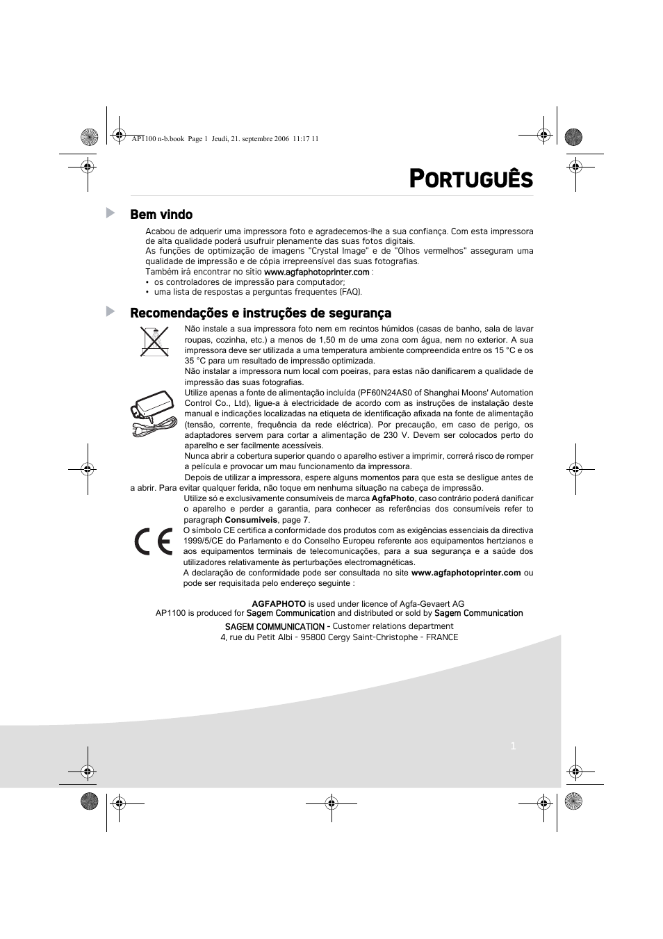 Ortuguês | AGFA AP1100 User Manual | Page 75 / 176