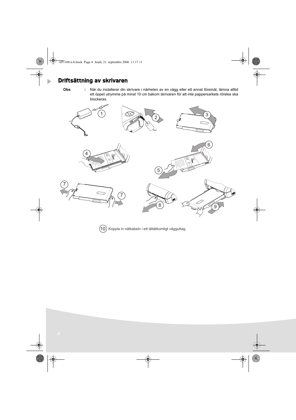 Driftsättning av skrivaren | AGFA AP1100 User Manual | Page 90 / 176