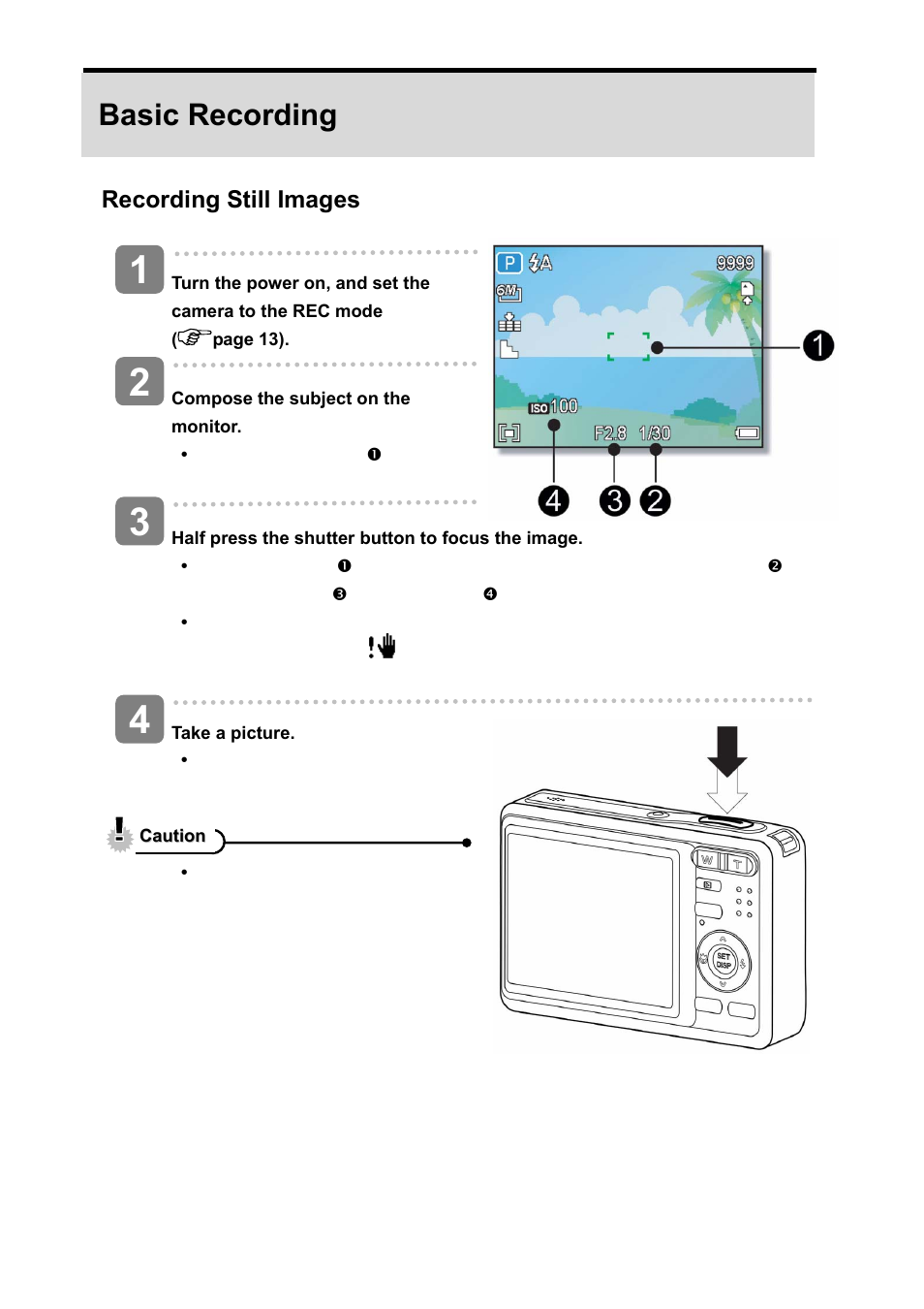 Basic recording, Recording still images | AGFA DC-630i User Manual | Page 23 / 63