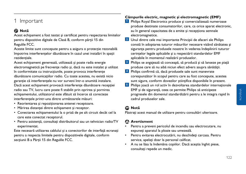 Face\i clic aici, 1 important | Philips FMxxFD05B User Manual | Page 122 / 162