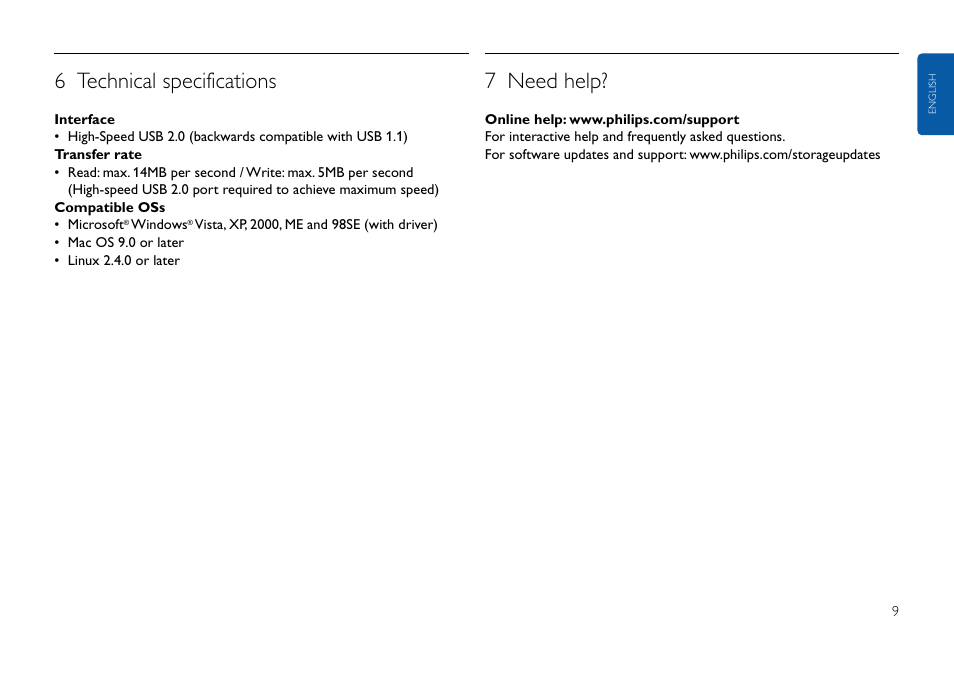 6 technical specifications, 7 need help | Philips FMxxFD05B User Manual | Page 9 / 162