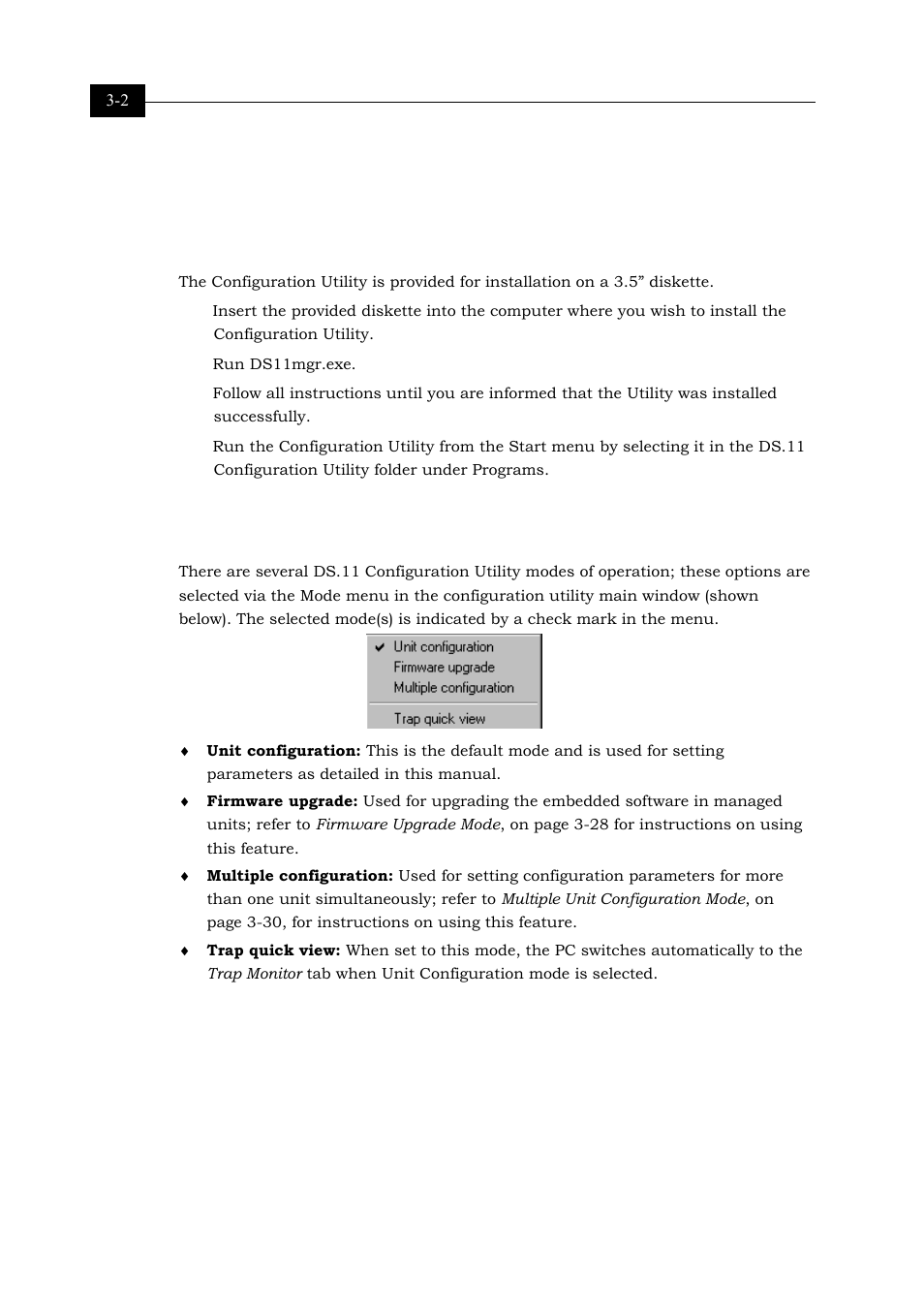 Installing and accessing the configuration utility, Configuration utility modes, Configuration utility modes 3-2 | Alvarion BREEZENET BU-DS.11 User Manual | Page 34 / 92