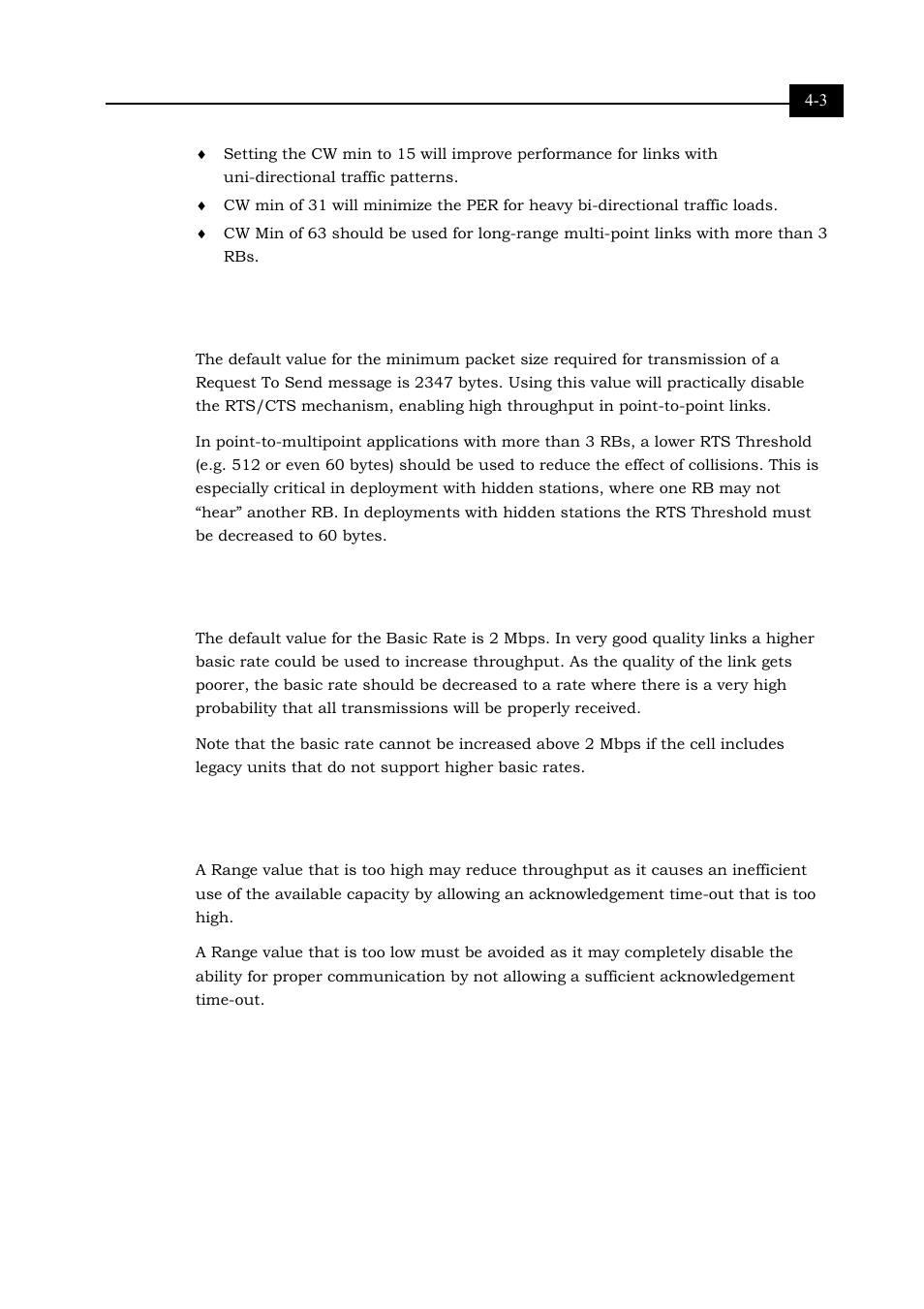 Rts threshold, Basic rate, Range | Alvarion BREEZENET BU-DS.11 User Manual | Page 67 / 92