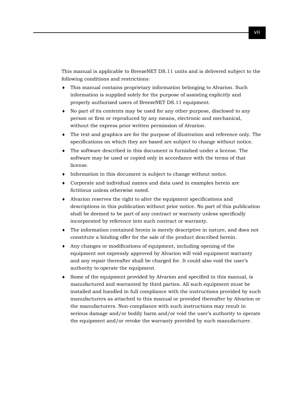 Important notice | Alvarion BREEZENET BU-DS.11 User Manual | Page 7 / 92