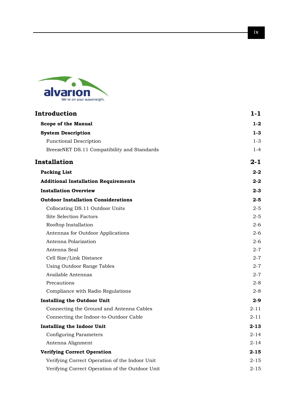 Alvarion BREEZENET BU-DS.11 User Manual | Page 9 / 92