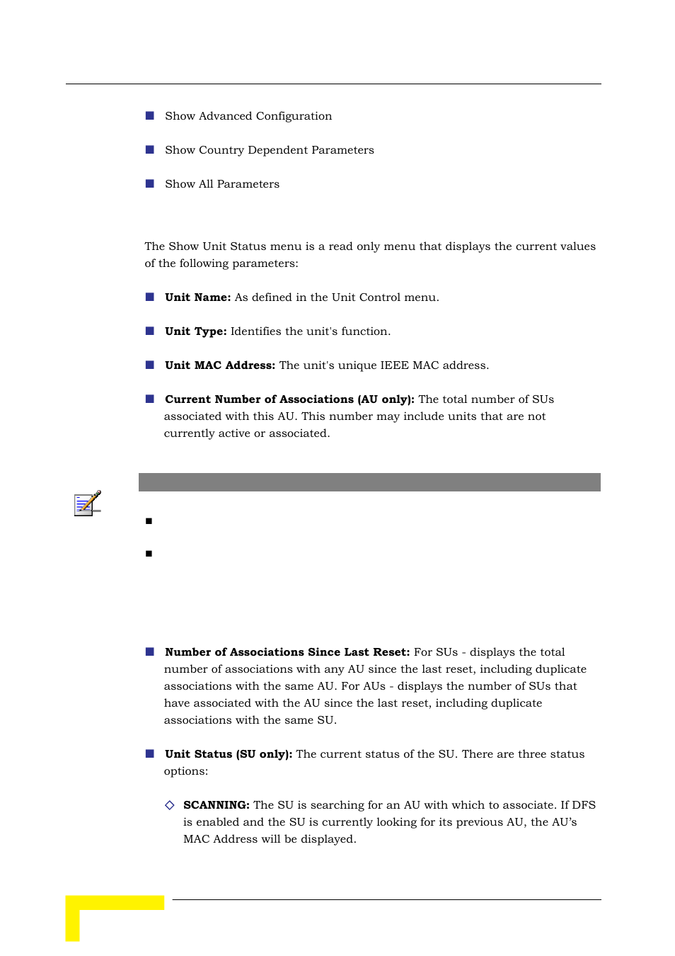 1 show unit status | Alvarion BREEZEACCESS SW VERSION 5.1 User Manual | Page 124 / 273