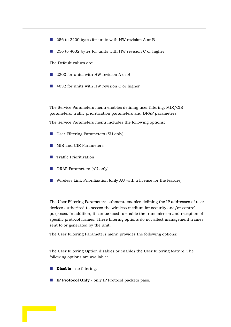 6 service parameters | Alvarion BREEZEACCESS SW VERSION 5.1 User Manual | Page 224 / 273