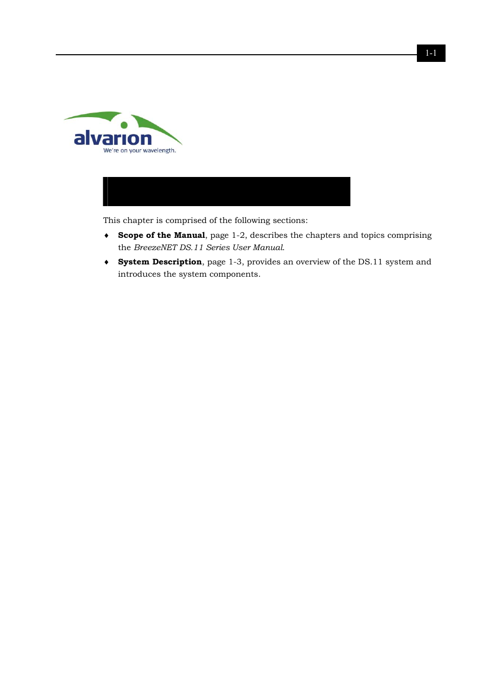 About this chapter, Introduction 1-1, Chapter 1 | Alvarion BREEZENET RB-DS.11 User Manual | Page 13 / 92