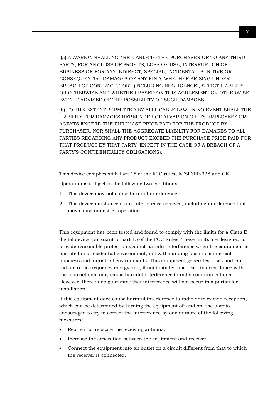 Limitation of liability, Electronic emission notices, Fcc radio frequency interference statement | Alvarion BREEZENET RB-DS.11 User Manual | Page 5 / 92