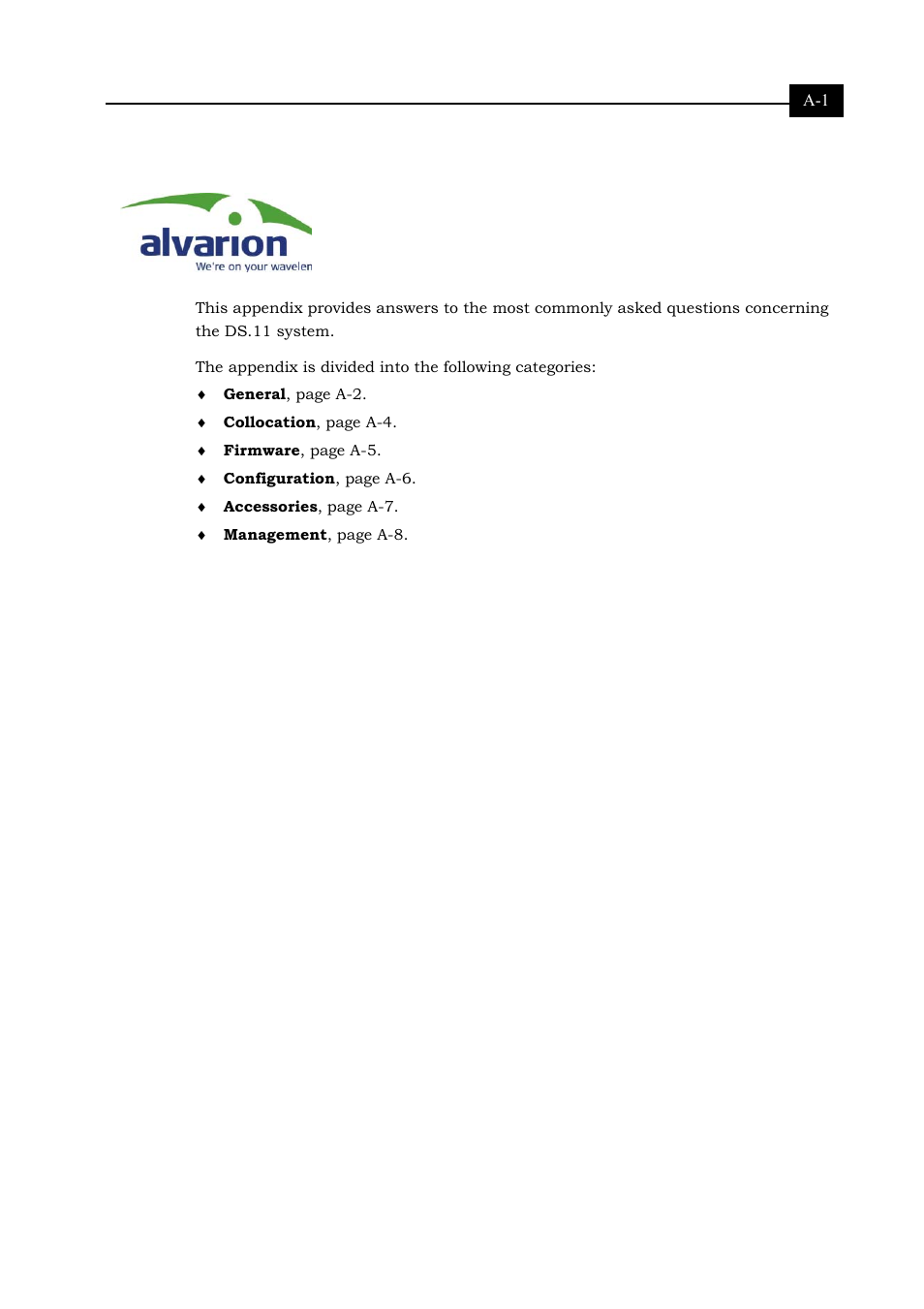 Ds.11 faq a-1, Appendix a | Alvarion BREEZENET RB-DS.11 User Manual | Page 75 / 92