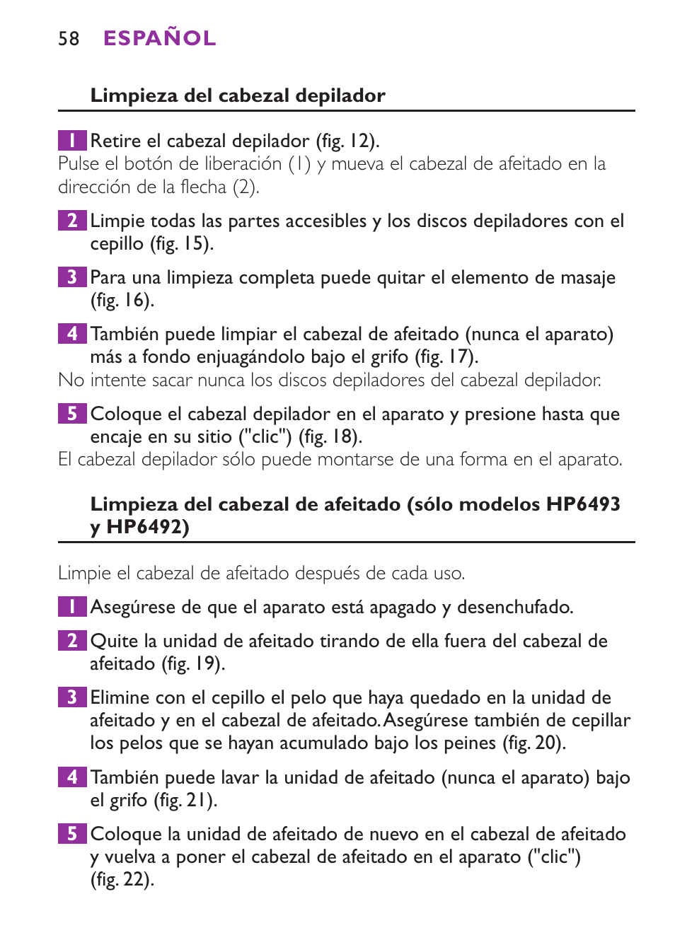 Philips Satinelle Ice Depiladora User Manual | Page 58 / 116