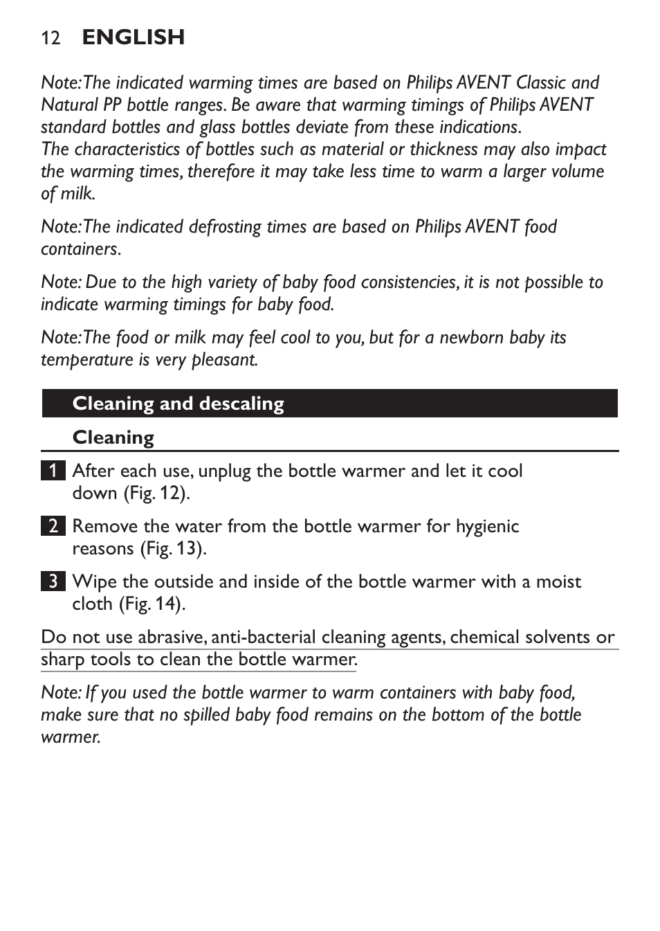 Philips AVENT Calientabiberones User Manual | Page 12 / 32