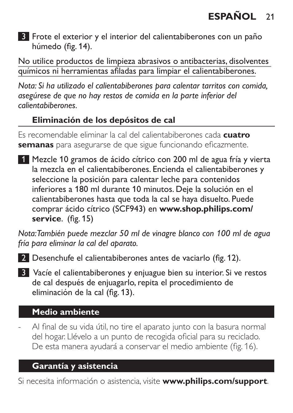 Philips AVENT Calientabiberones User Manual | Page 21 / 32