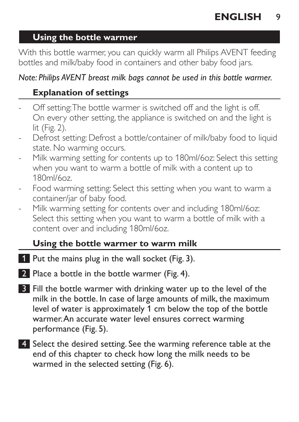 Philips AVENT Calientabiberones User Manual | Page 9 / 32