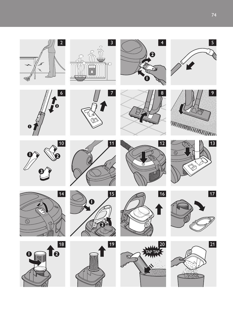 Philips SmallStar Aspirador sin bolsa User Manual | Page 74 / 76