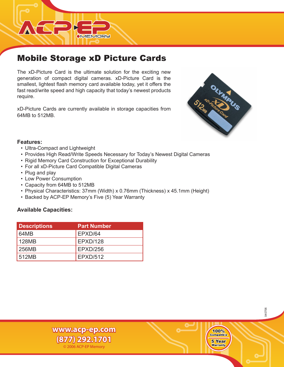 ACP-EP Memory xD-Picture EPXD/128 User Manual | 1 page