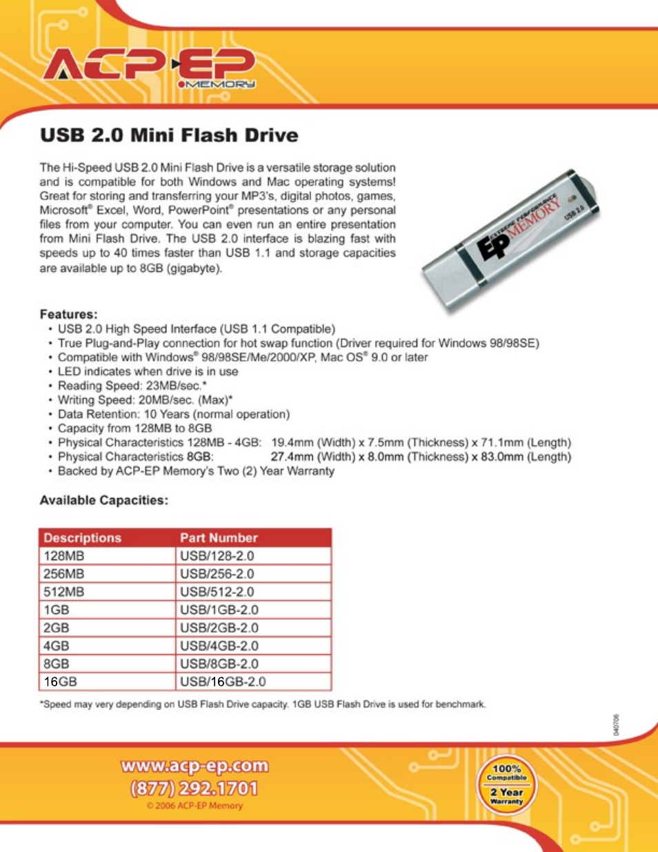 ACP usb 128-20 User Manual | 1 page